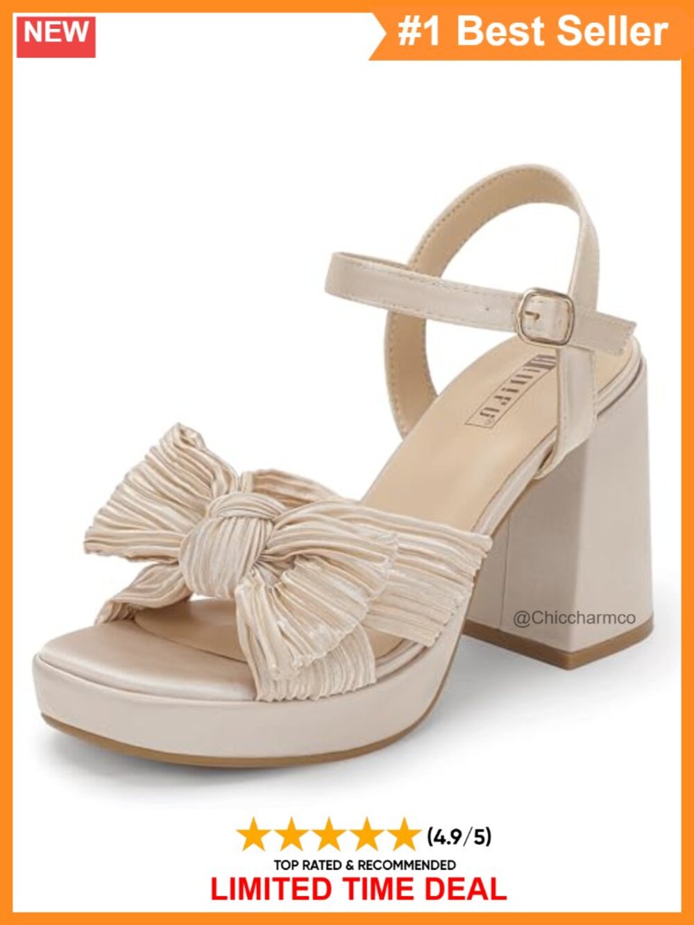 Platform Chunky Block High Bow Heels Square Open Toe Heeled Sandals